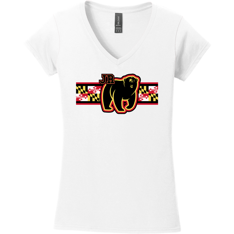 MD Jr. Black Bears Softstyle Ladies Fit V-Neck T-Shirt