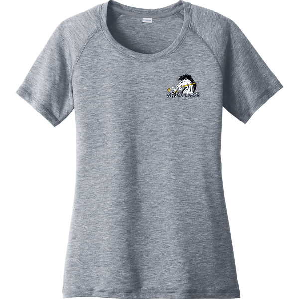 Mid-State Mustangs Ladies PosiCharge Tri-Blend Wicking Scoop Neck Raglan Tee