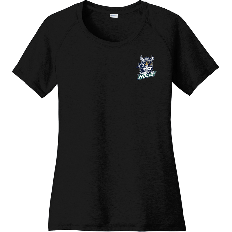 Hard Edge Hockey Ladies PosiCharge Tri-Blend Wicking Scoop Neck Raglan Tee